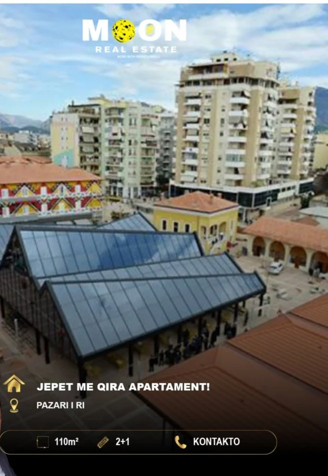 Tirane, jepet me qera apartament 2+1 Kati 5, 100 m² 750 € (Pazari Ri)