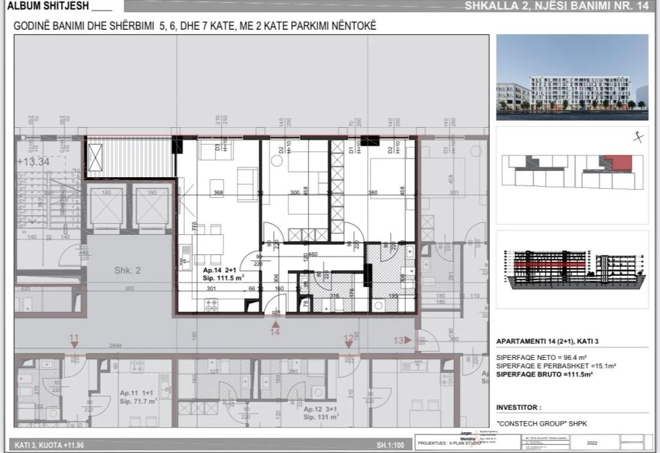 Tirane, Apartament 2+1+2 + Ballkon Kati 6, 90 m² 123.000 € (Sheshi Shqiponja)