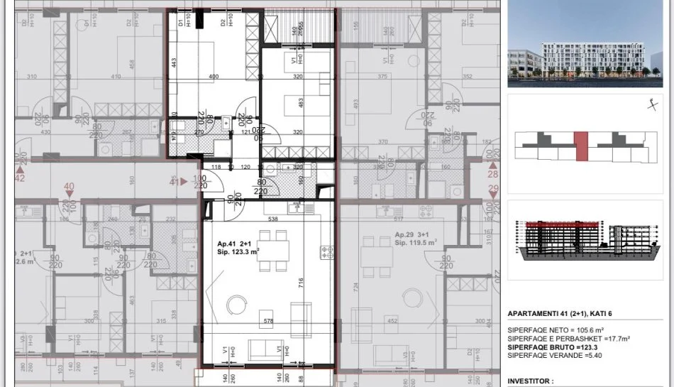 Tirane, Apartament 2+1+2 + ballkon  Kati 6, 123 m² 169.000 € (Sheshi Shqiponja)