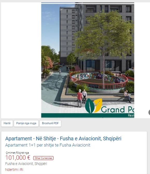 Tirane, shitet apartament 1+1 Kati 8, 70 m² 101.000 € (FUSHA AVIACIONIT)