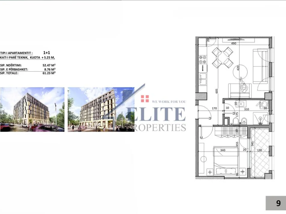 Tirane, shitet apartament 1+1+Ballkon Kati 1, 61 m² 55.100 € (Kamez)