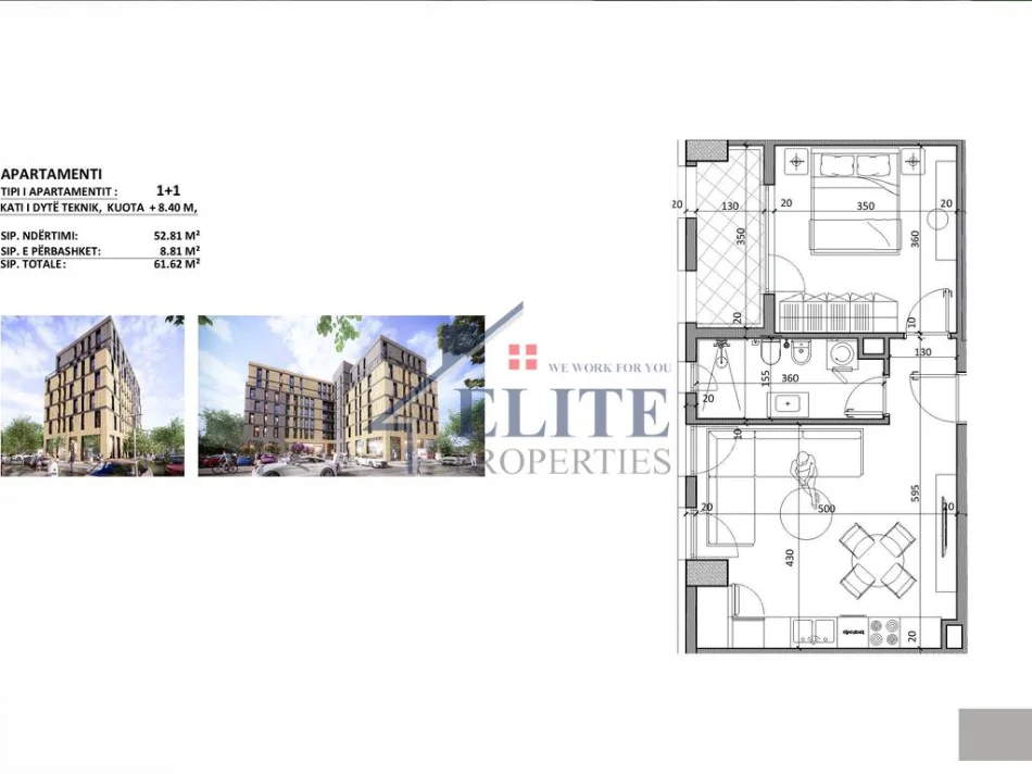 Tirane, shitet apartament 1+1+Ballkon Kati 2, 62 m² 55.458 € (Bulevardi Donald Trump)