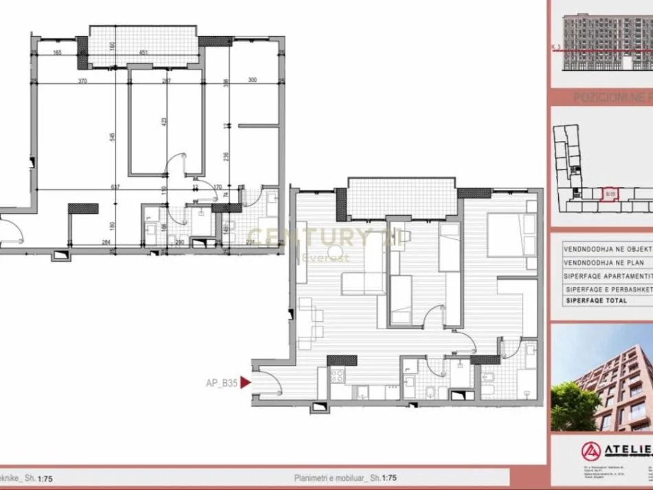 Tirane, shes apartament 2+1+Ballkon , 110 m² 157.700 € (rruga 5 maji)