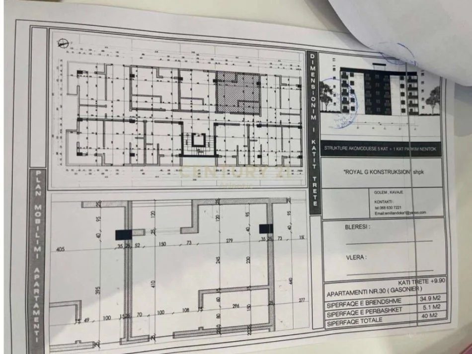 Durres, shitet apartament 1+1 Kati 3, 40 m² 63.000 € 