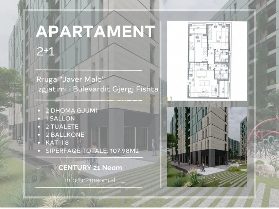 Tirane, shitet apartament 2+1+Aneks+Ballkon Kati 8, 108 m² 205.162 € (Neom110067)