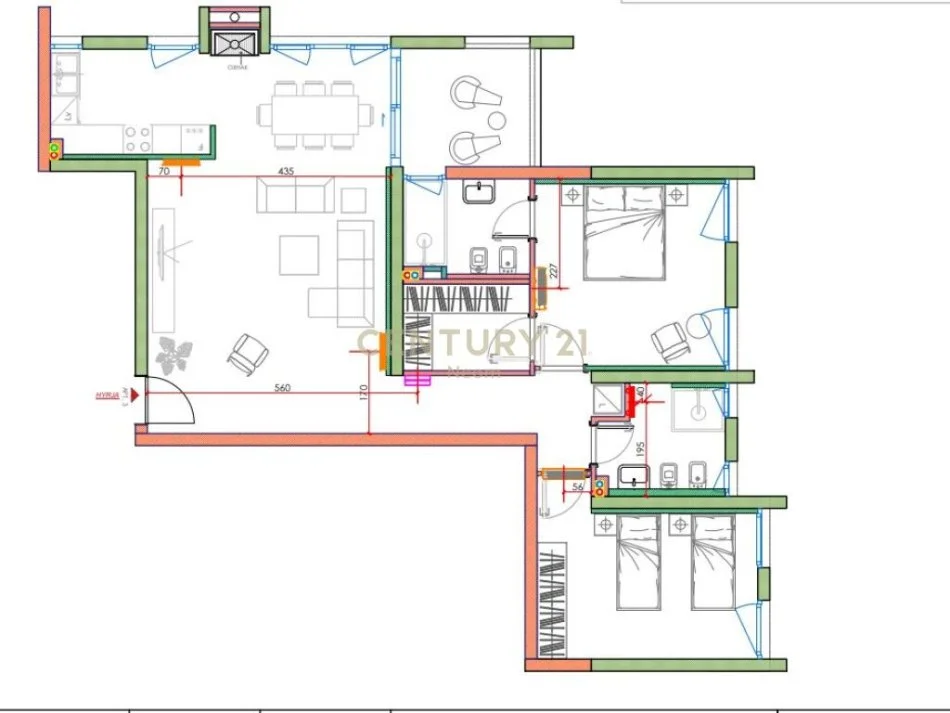 Shqiperi, jepet me qera apartament 1+1+Aneks+Ballkon Kati 3, 137 m² (Neom110217)