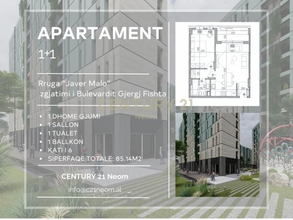 Tirane, shitet apartament 1+1+Aneks Kati 6, 85 m² 161.766 € (Neom110278)