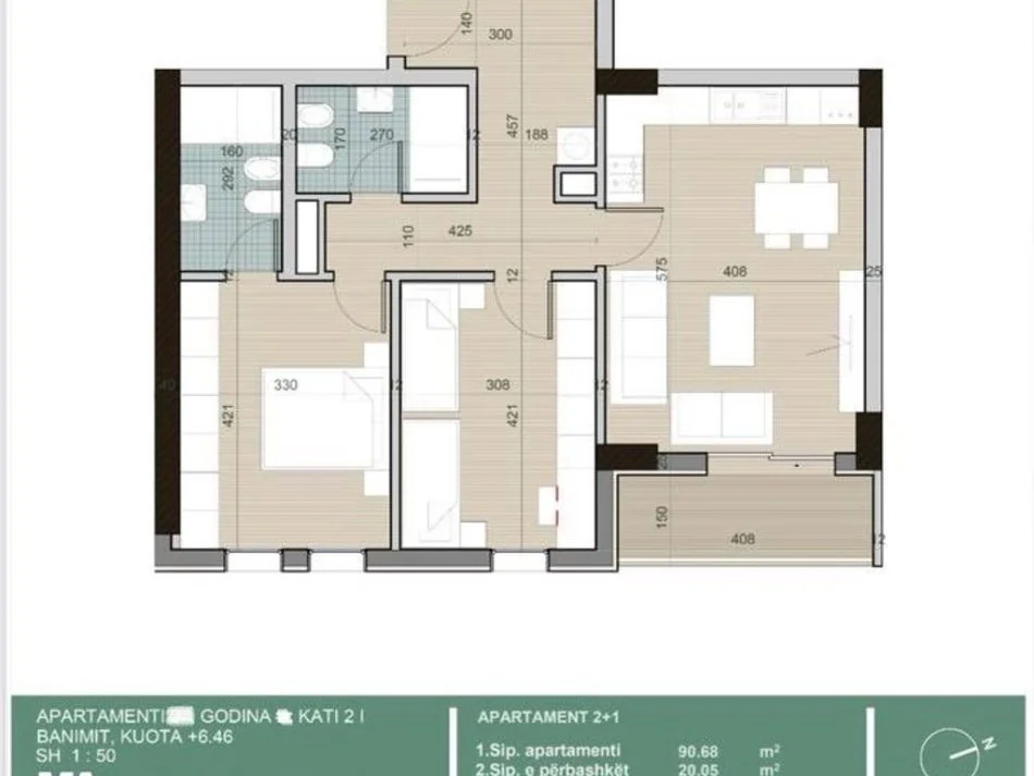 Tirane, shitet apartament 2+1+Ballkon Kati 2, 110 m² 120.000 € (QTU)