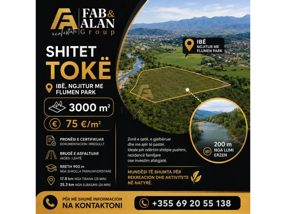 Tirane, shitet toke , 3.000 m² 225.000 € 