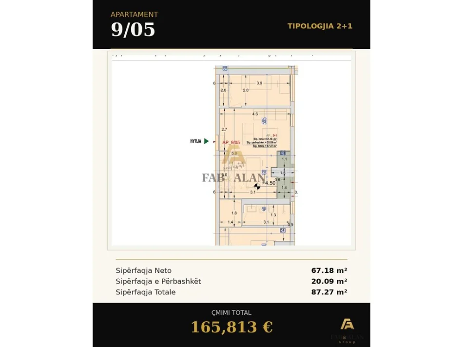 Tirane, shitet apartament 2+1+Ballkon , 87 m² 165.813 € (Ish Fusha e Aviacionit)