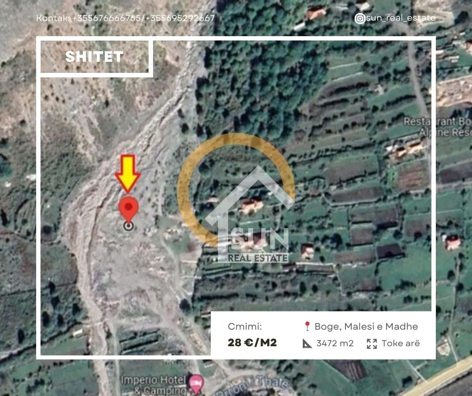 Shkoder, shitet toke , 3.472 m² 97.216 € (BOGE, MALESI E MADHE)