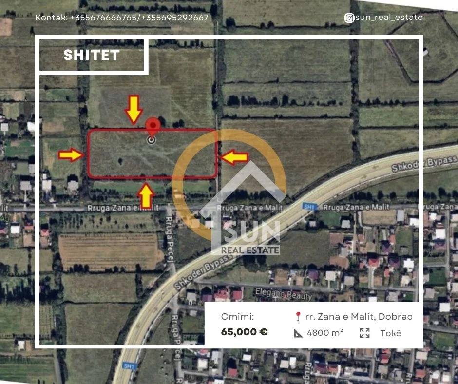 Shkoder, shitet toke , 4.800 m² 65.000 € (RRUGA ZANA E MALIT, SHKODER)