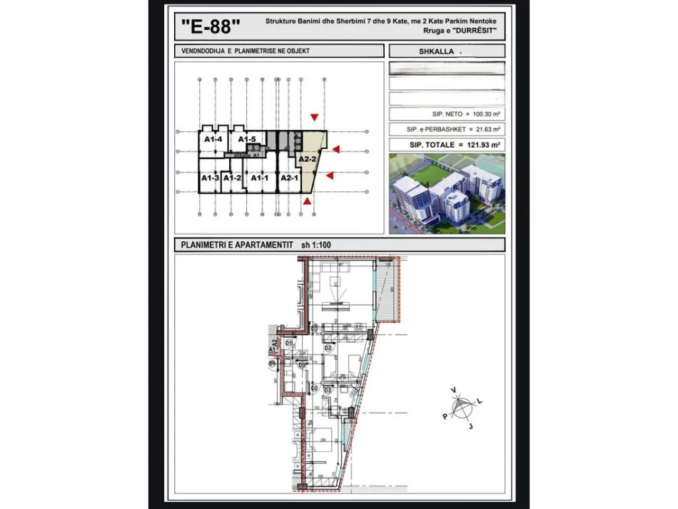 Tirane, shitet apartament 2+1+Ballkon Kati 8, 122 m² 192.000 € (DRITAN HOXHA)