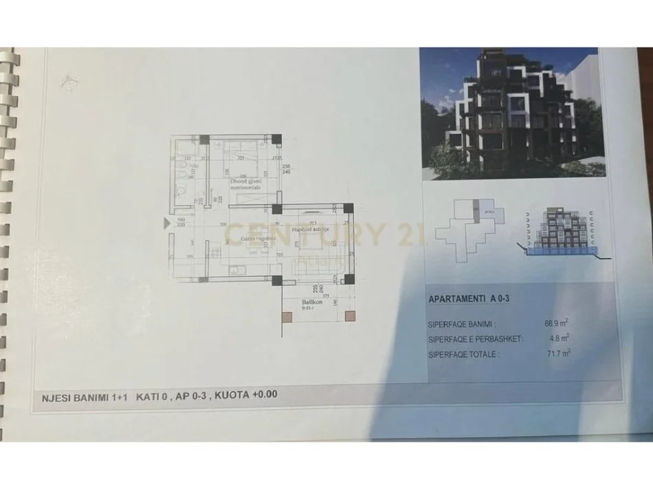 Durres, shitet apartament 1+1+Ballkon Kati 1, 72 m² 215.100 € (vollga)