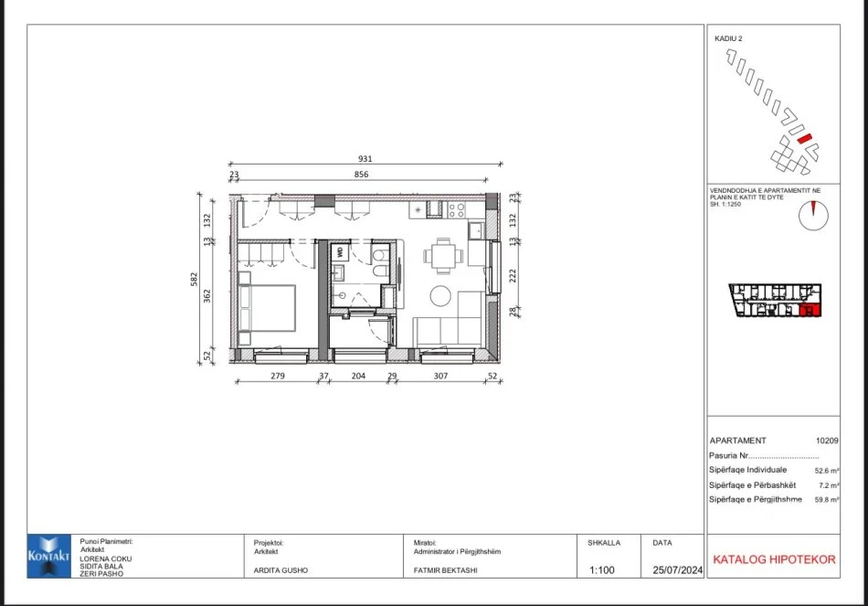 Tirane, shitet apartament 1+1+Ballkon Kati 6, 60 m² 90.000 € (Pasho Hysa)