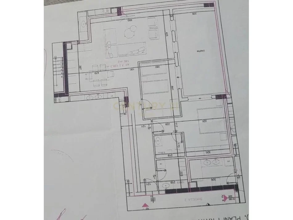 Tirane, shes apartament 2+1 , 166 m² 205.000 € (Rruga e Elbasanit)