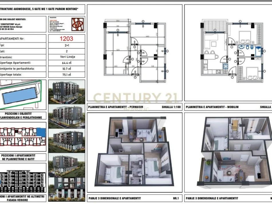 Durres, shitet apartament 2+1 Kati 2, 75 m² 75.100 € (golem)