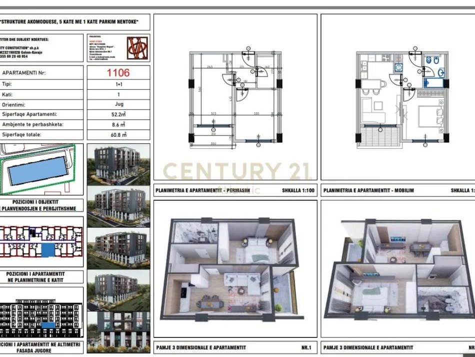 Durres, shitet apartament 1+1 Kati 5, 60 m² 66.880 € (GOLEM)