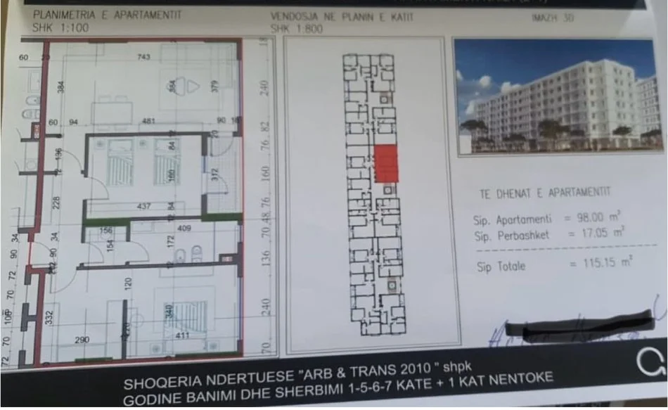 Tirane, shes 2+1 , 100 m² 