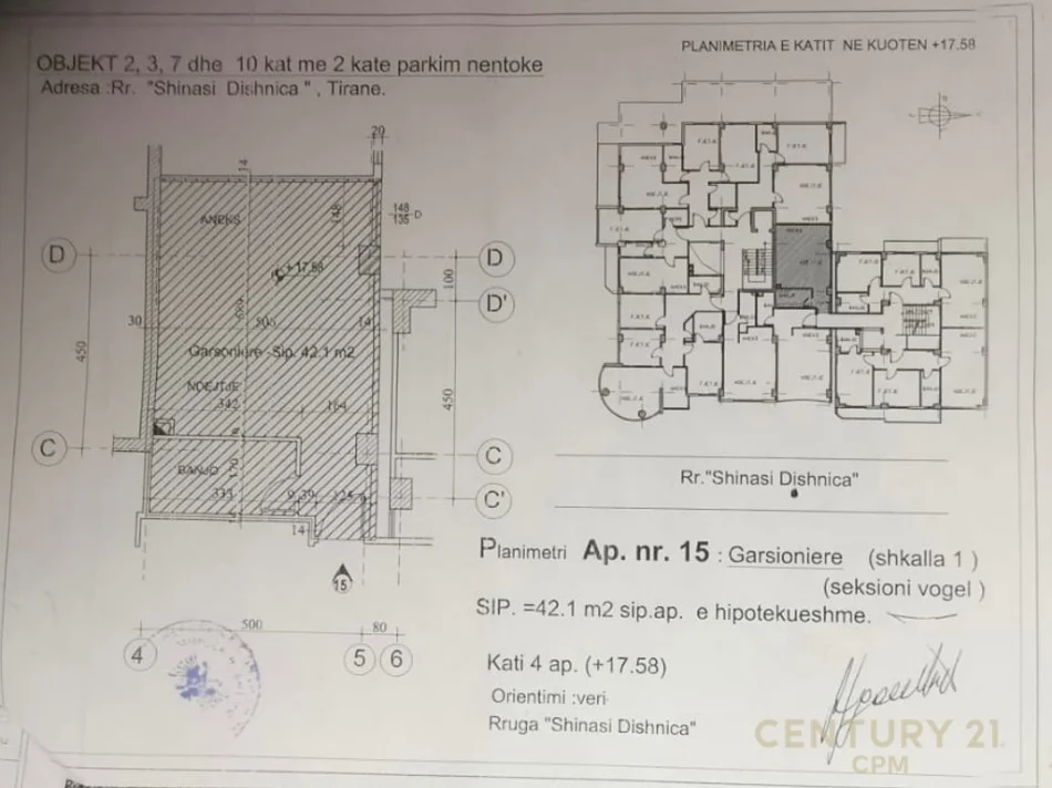Tirane, shes apartament 1+1 Kati 4, 42 m² 133.000 € (Rruge e Dibres)