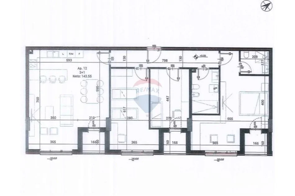 Tirane, shitet apartament 3+1 , 169 m² (Mjull Bathore)
