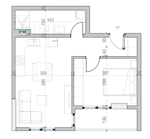 Qerret, shitet apartament 1+1 Kati 4, 66 m² 102.625 €