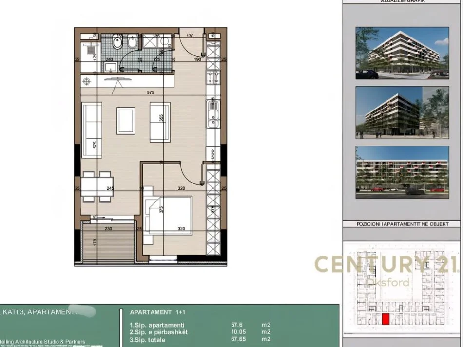 Tirane, jepet me qera apartament 1+1+Aneks+Ballkon Kati 3, 67 m² 50.300 € 