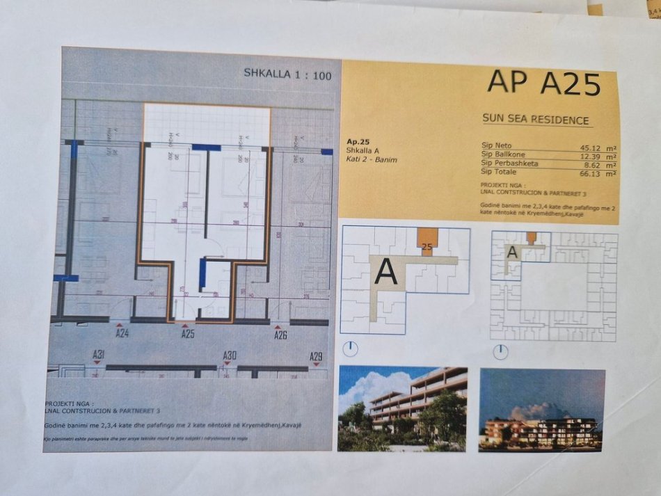 Golem, shitet apartament 1+1+Ballkon Kati 2, 66 m² 76.000 € 
