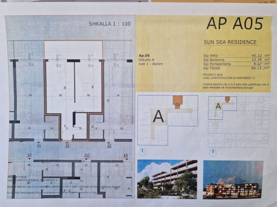 Golem, shitet apartament 1+1+Ballkon Kati 1, 66 m² 76.000 € 