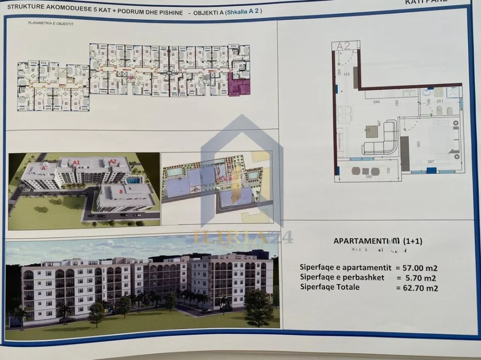 Durres, shitet apartament 1+1+Ballkon Kati 1, 63 m² 78.375 € (Golem Apartament 1+1 per shitje)
