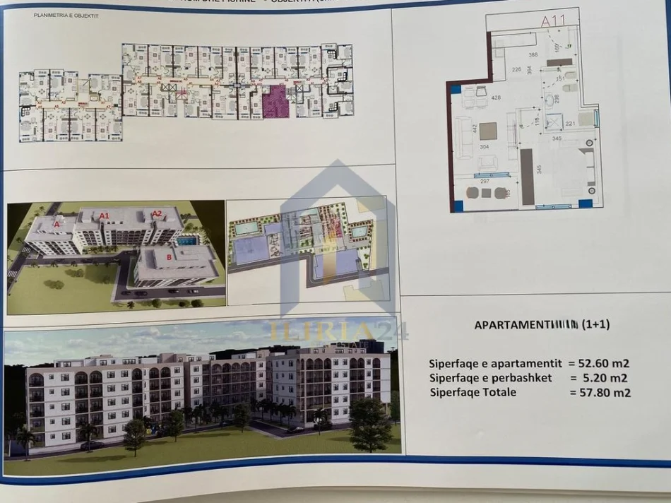 Durres, shitet apartament 1+1+Ballkon Kati 1, 58 m² (Apartament 1+1 per shitje ne Durres Golem)