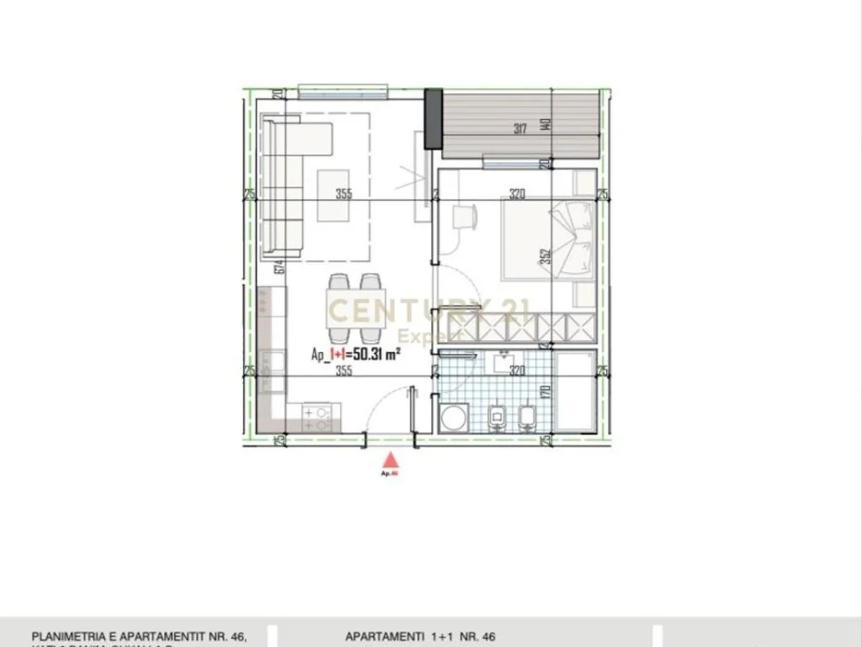 Tirane, shitet apartament 1+1 Kati 6, 57 m² 59.700 € 