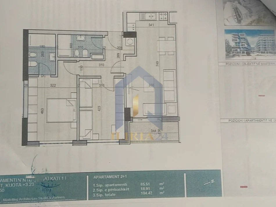 Tirane, shitet apartament 2+1+Ballkon Kati 1, 104 m² 120.083 € (Univers City apartament 2+1 per shitje)