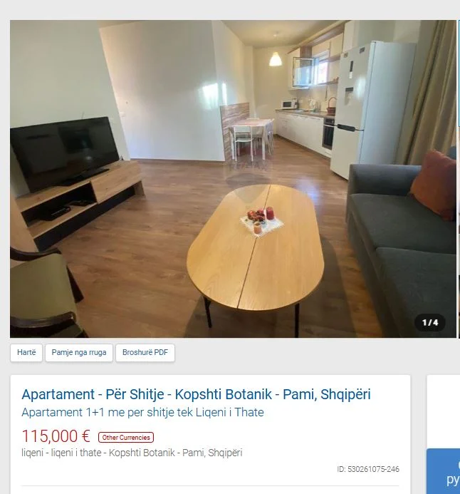 Tirane, shitet apartament 1+1 Kati 4, 67 m² 115.000 € (RADISON LIQENI THATE)