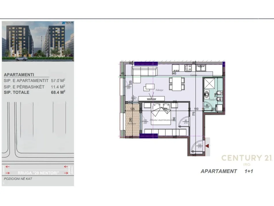 Tirane, shitet apartament Kati 2, 68 m² 89.000 € 