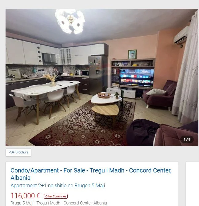 Tirane, shitet apartament 2+1 Kati 2, 85 m² 116.000 € (TE 5 MAJI , TREGU I MADH , CONCORD CENTER)