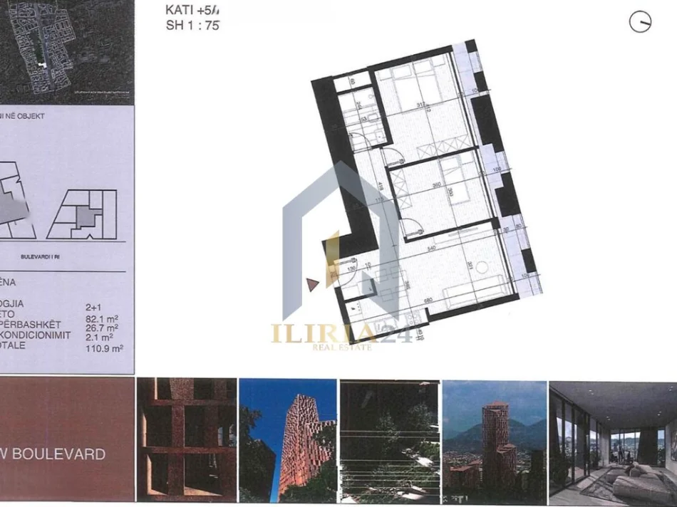 Tirane, shitet apartament 2+1+Ballkon Kati 6, 111 m² 255.070 € (Apartament 2+1 per shitje Bulevardi i Ri Tirana 2 Konstruksion)