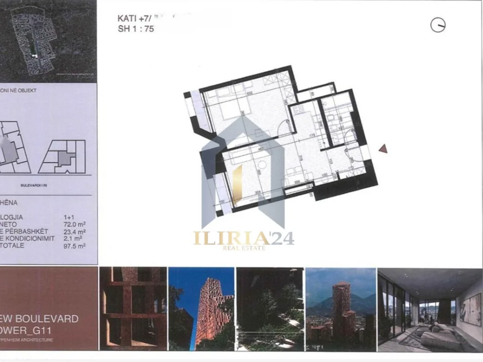 Tirane, shitet apartament 1+1+Ballkon Kati 8, 98 m² 224.250 € (Apartament 1+1 per shitje Bulevardi i Ri Tirana 2)