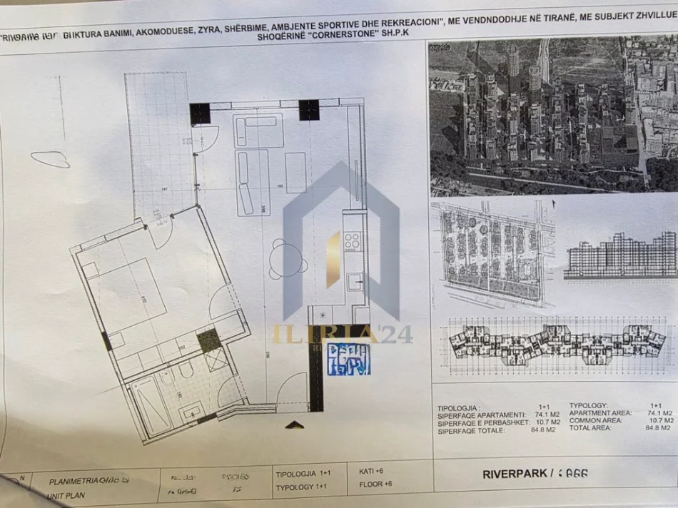 Tirane, shitet apartament 1+1+Ballkon , 85 m² 110.240 € (Apartament 1+1 per shitje tek River Park Astir)