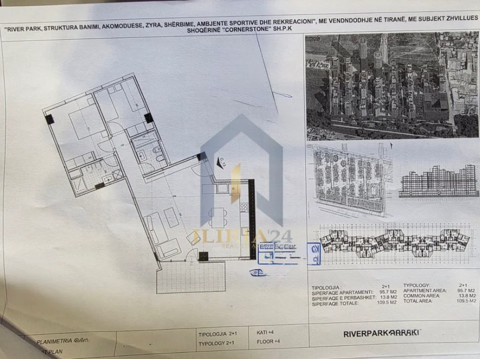 Tirane, shes apartament 2+1+Ballkon Kati 4, 110 m² 142.350 € (Apartament 2+1 per shitje tek River Park Residence Astir)