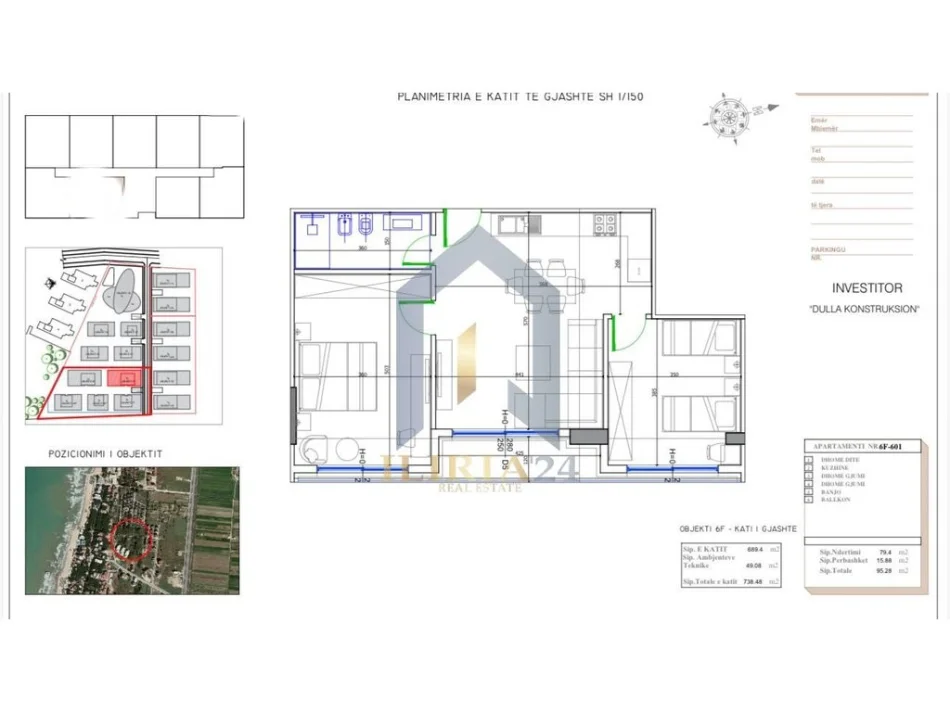 Tirane, shes apartament 2+1+Ballkon Kati 6, 95 m² 114.336 € (Apartament 2+1 per shitje ne Golem tek Liburna Residence)