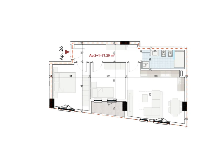 Tirane, shitet apartament 2+1 Kati 6, 82 m² 98.808 € (Ringside Residence, Paskuqan)