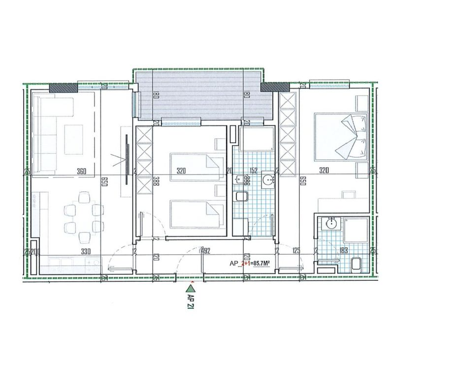 Tirane, shes apartament 2+1+Ballkon Kati 3, 100 m² 95.000 € (Paskuqan)