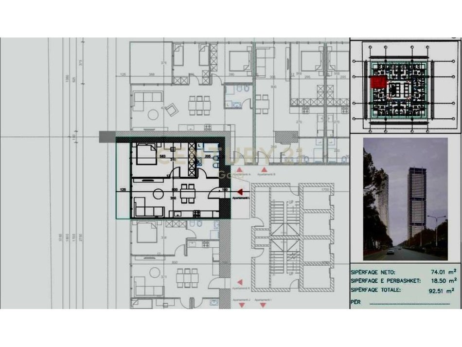 Tirane, shitet apartament 1+1 Kati 15, 93 m² 