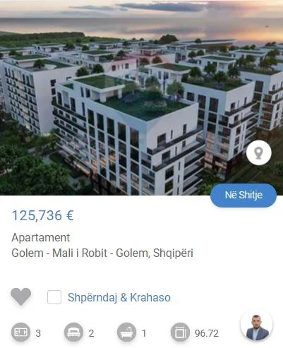 Tirane, shitet apartament 2+1 Kati 3, 98 m² 125.736 € (KOMPLEKSI LIBURNA GOLEM)