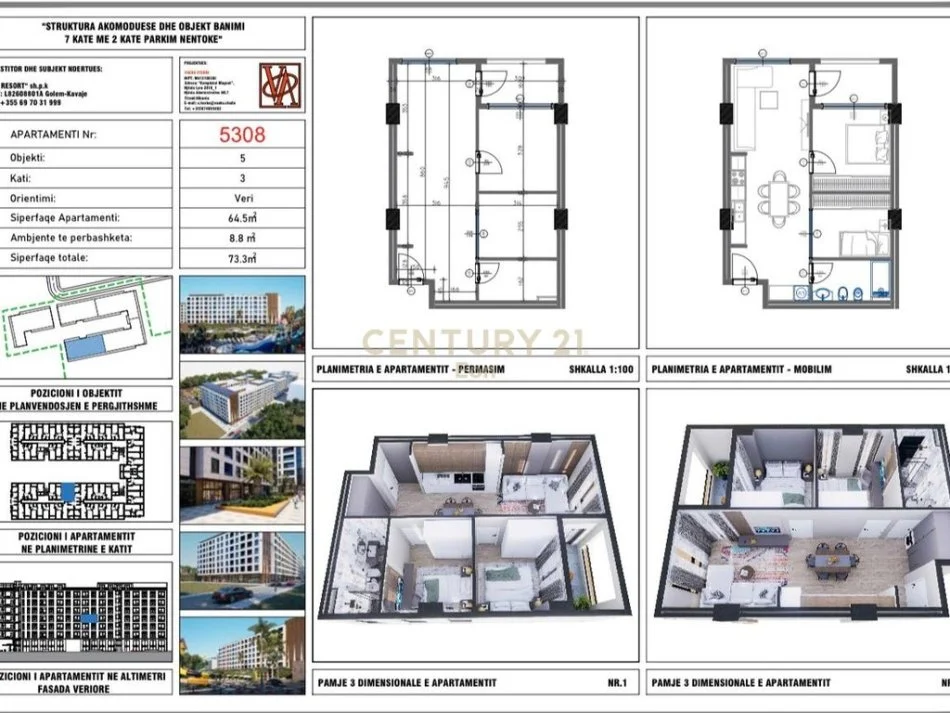 Durres, shitet apartament 2+1 Kati 3, 73 m² 95.290 € (Golem)
