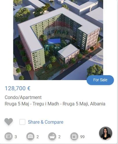 Tirane, shitet apartament 2+1 Kati 8, 99 m² 128700 € (tregu 5 maji)