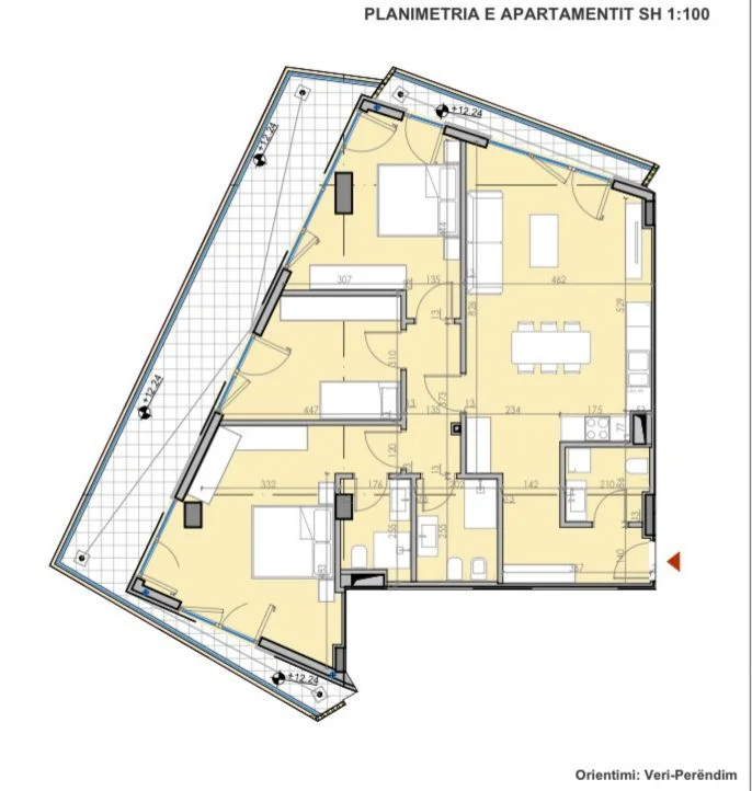 Tirane, shitet apartament 3+1+Ballkon Kati 3, 163 m² (Liqeni i Thate)