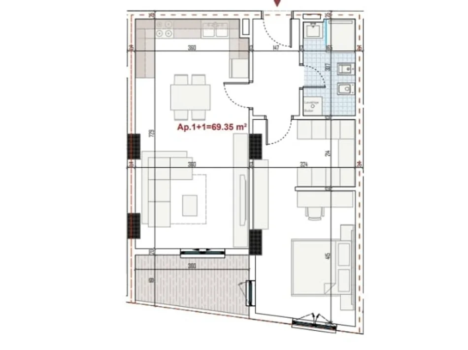Tirane, shitet apartament 1+1 Kati 1, 80 m² 88.000 € 