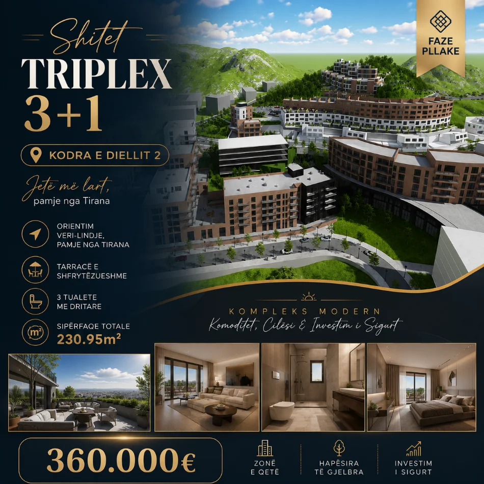 Tirane, shitet Vile 3+1 , 231 m² 360.000 € (Kodra e Diellit 2)